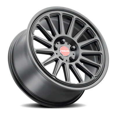 Aluminum Wheels 18x8.5 Grip 315B Satin Black Red and Black Logo Multi Spoke 35 Offset 5 on 112 Bolt Pattern 66.6 Bore Raceline