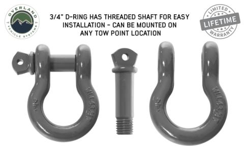 Buy Overland Vehicle Systems Recovery Shackle D Ring 3/4 Inch 4.75 Ton Grey Overland Vehicle Systems