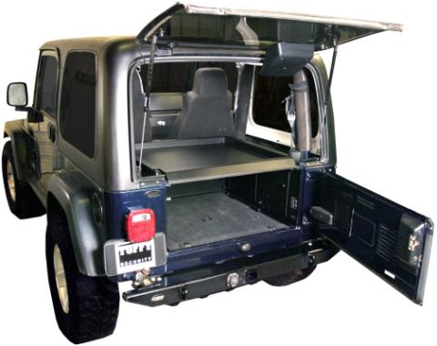Deluxe Cargo Enclosure - 87-95 Wrangler YJ / 97-06 Wrangler TJ Rear Seats Must Be Removed Black Tuffy Security Products