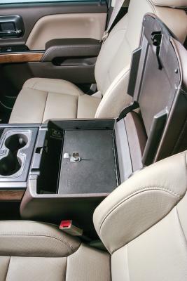 Console Safe - 14-19 Silverado/Sierra 1500 {19 Old Body Style} / 15-19 2500HD/3500HD / 15-20 Suburban/Tahoe/Yukon/Yukon XL w/ Flow-Thru Console Black Tuffy Security Products