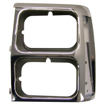 Left Dual Headlight Bezel for 84-90 Jeep XJ Cherokee, Plastic, Black & Chrome Crown Automotive