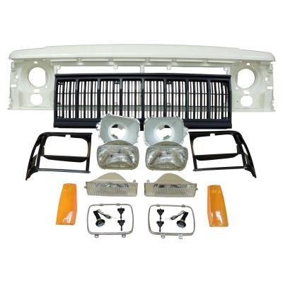 Header Panel Kit w/ Grille & Lights for 1991-1996 Jeep XJ Cherokee Crown Automotive