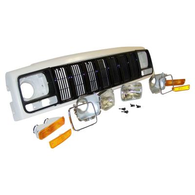 Header Panel Kit w/ Grille & Lights for 97-01 Jeep XJ Cherokee, US and Canada Crown Automotive