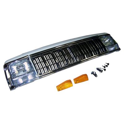Header Panel Kit for 1991-1996 Jeep XJ Cherokee, MJ Comanche, Black & Chrome Crown Automotive