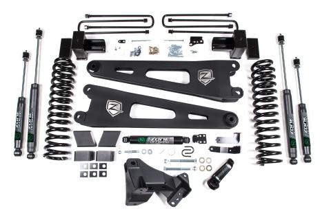 17-19 Ford F-250/350 Super Duty 4 Inch Radius Arm Lift Kit 2 Inch Rear Block Gas 2 Leaf Main Fox Adventure Shocks Adventure Series Shocks Zone Offroad