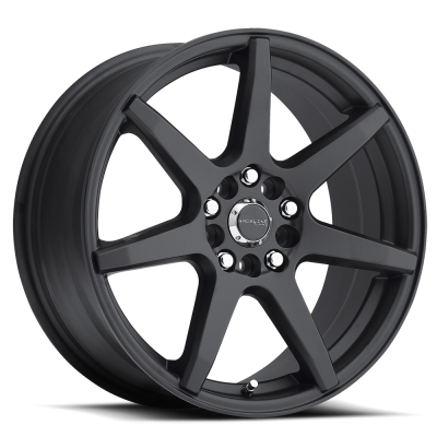 Aluminum Wheels 16x7 Evo 131B Satin Black 7 Spoke 20 Offset 5 on 108/5 on 114.3 Bolt Pattern 72.62 Bore Raceline