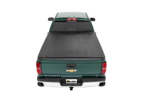 Soft Tri-Fold Tonneau Cover EZ-Fold For 2019-2024 Silverado/Sierra 1500/2500 HD/3500 HD 8.0 Foot Black Tailgate Spoiler Not Included Bestop