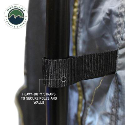 HD Nomadic 2.0 Awning Room Enclosure, Grey Body, Green Trim (4 Walls and Floor) Overland Vehicle Systems