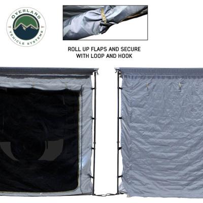HD Nomadic 2.0 Awning Room Enclosure, Grey Body, Green Trim (4 Walls and Floor) Overland Vehicle Systems