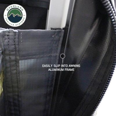 HD Nomadic 2.0 Awning Room Enclosure, Grey Body, Green Trim (4 Walls and Floor) Overland Vehicle Systems