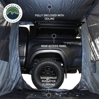 HD Nomadic 2.0 Awning Room Enclosure, Grey Body, Green Trim (4 Walls and Floor) Overland Vehicle Systems