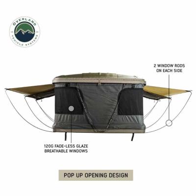 HD Bundu 3 - Hard Shell Pop Up Roof Top Tent, 3 Person, Grey Body and Black Rainfly Overland Vehicle Systems