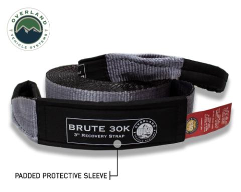 Tow Strap 30 30,000 lb. 3 x 30' Gray Storage Bag Overland Vehicle Systems