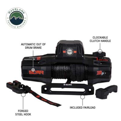SCAR 10P - 10,000 lb. Winch With Synthetic Rope and Wireless Remote Overland Vehicle Systems