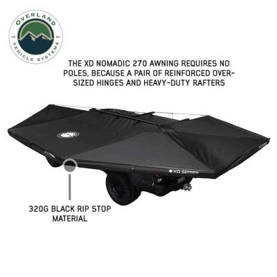 XD Nomadic 270 - Awning W/Lights and Black Out , Passenger Side, Black Body, Black Trim and Black Travel Cover Overland Vehicle Systems