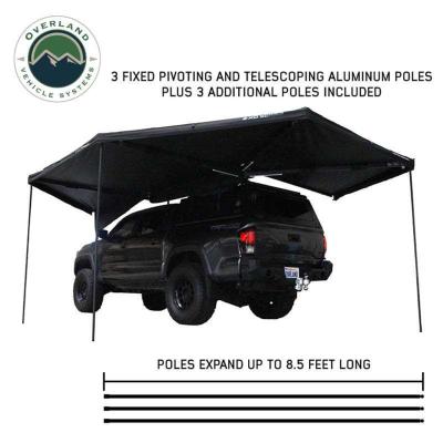 XD Nomadic 270 - Awning W/Lights and Black Out , Passenger Side, Black Body, Black Trim and Black Travel Cover Overland Vehicle Systems