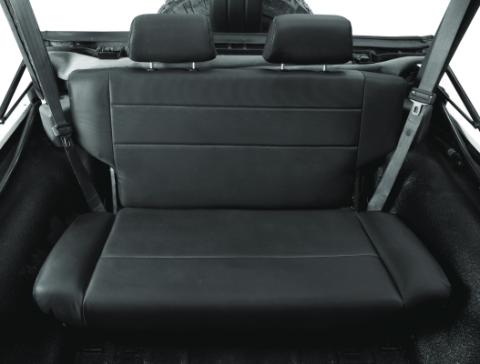 Jeep Rear Bench Seat Trailmax II Fold-N-Tumble Seat For Jeep 1955-1983 CJ5 All Vinyl Black Crush Bestop