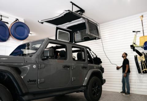 HOSS Storage Hardtop Hoist For Jeep 2018-Current Wrangler JL Black Bestop