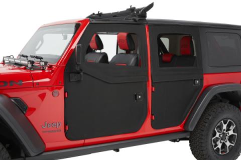 Jeep Doors Full 2-Piece Fabric Doors For Jeep 2020-2024 Gladiator Clear Vinyl Front Black Diamond Fabric Pair Bestop