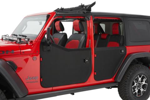 Jeep Doors Full 2-Piece Fabric Doors For Jeep 2020-2024 Gladiator Clear Vinyl Front Black Diamond Fabric Pair Bestop