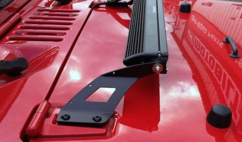 Jeep JK 20 Inch LED Single Row Hood Mounts 07-18 Wrangler JK Motobilt