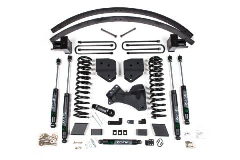 17-19 Ford F-250/F-350 Super Duty 6 Inch Lift Kit 4 Inch Rear Block &amp; AAL Diesel 2 Leaf Main Fox Adventure Shocks Adventure Series Shocks Zone Offroad