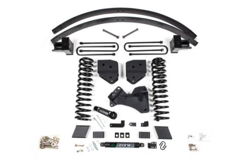 17-19 Ford F-350/350 6 Inch Lift Kit 4 Inch Rear Block & AAL Gas 2 Leaf Main Fox Adventure Shocks Zone Offroad