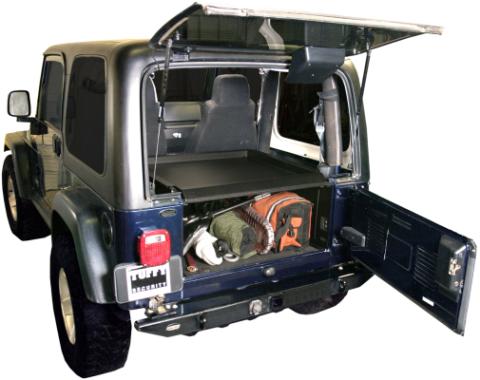 Deluxe Cargo Enclosure - 87-95 Wrangler YJ / 97-06 Wrangler TJ Rear Seats Must Be Removed Black Tuffy Security Products