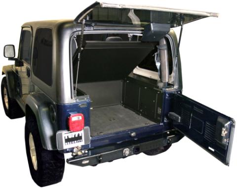 Deluxe Cargo Enclosure - 87-95 Wrangler YJ / 97-06 Wrangler TJ Rear Seats Must Be Removed Black Tuffy Security Products