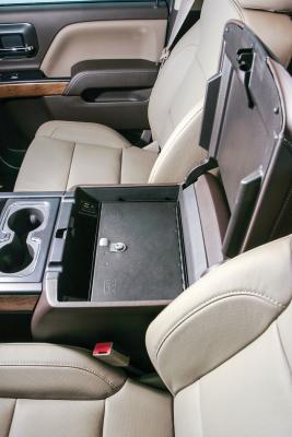 Console Safe - 14-19 Silverado/Sierra 1500 {19 Old Body Style} / 15-19 2500HD/3500HD / 15-20 Suburban/Tahoe/Yukon/Yukon XL w/ Flow-Thru Console Black Tuffy Security Products