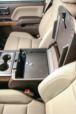 Console Safe - 14-19 Silverado/Sierra 1500 {19 Old Body Style} / 15-19 2500HD/3500HD / 15-20 Suburban/Tahoe/Yukon/Yukon XL w/ Flow-Thru Console Black Tuffy Security Products