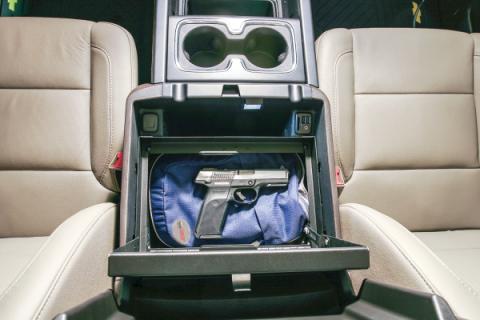 Console Safe - 14-19 Silverado/Sierra 1500 {19 Old Body Style} / 15-19 2500HD/3500HD / 15-20 Suburban/Tahoe/Yukon/Yukon XL w/ Flow-Thru Console Black Tuffy Security Products