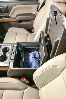 Console Safe - 14-19 Silverado/Sierra 1500 {19 Old Body Style} / 15-19 2500HD/3500HD / 15-20 Suburban/Tahoe/Yukon/Yukon XL w/ Flow-Thru Console Black Tuffy Security Products