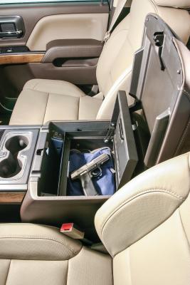 Console Safe - 14-19 Silverado/Sierra 1500 {19 Old Body Style} / 15-19 2500HD/3500HD / 15-20 Suburban/Tahoe/Yukon/Yukon XL w/ Flow-Thru Console Black Tuffy Security Products