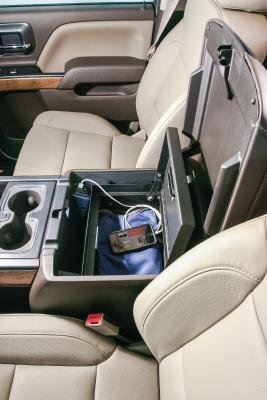 Console Safe - 14-19 Silverado/Sierra 1500 {19 Old Body Style} / 15-19 2500HD/3500HD / 15-20 Suburban/Tahoe/Yukon/Yukon XL w/ Flow-Thru Console Black Tuffy Security Products