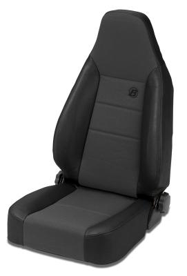 Jeep Bucket Seats Trailmax II Sport Front High Back Bucket Seat For Jeep 1976-1986 CJ7 Center Fabric Insert Black Denim Bestop