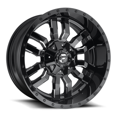 Aluminum Wheels 22X10 Sledge D595 5 On 139.7/5 On 150 Gloss Black Milled 110.1 Bore 10 Offset Fuel Off Road Wheels