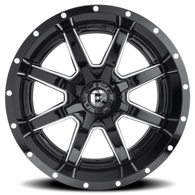 Aluminum Wheels 20X12 Maverick D610 5 On 114.3/5 On 127 Gloss Black/Milled 78.1 Bore -44 Offset Fuel Off Road Wheels