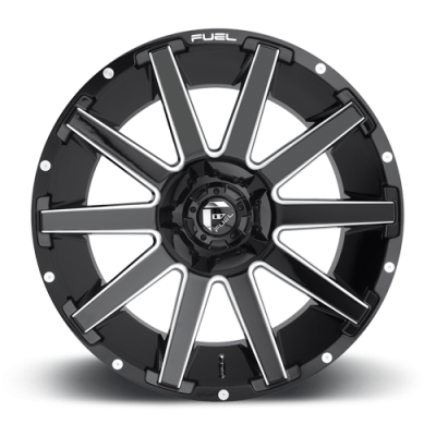 Aluminum Wheels 18X9 Contra D615 5 On 114.3/5 On 127 Gloss Black/Milled 78.1 Bore 1 Offset Multi Spoke Fuel Off Road Wheels