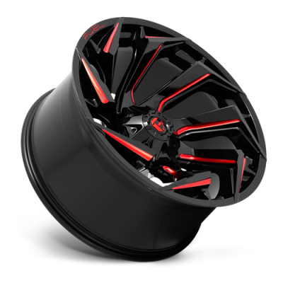 Aluminum Wheels 24X12 Reaction D755 5 On 127/5 On 139.7 Gloss Black Milled Red Tint 87.1 Bore -44 Offset Fuel Off Road Wheels