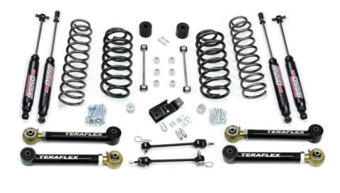 97-06 Jeep Wrangler TJ 3 Inch Suspension System w/ 4 Short Control Arms &amp; 9550 VSS Twin-Tube TeraFlex