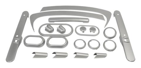 Brushed Silver Plastic Interior Accent Kit for Jeep 07-10 JK Wrangler w/ 2-Dr. RT Off Road