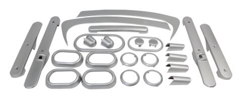 Brushed Silver Plastic Interior Accent Kit for Jeep 07-10 JK Wrangler w/ 4-Dr. RT Off Road