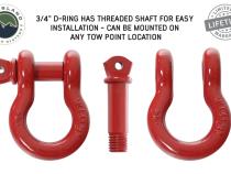 19010204 Recovery Shackle 3/4 Inch 4.75 Ton Red - Sold In Pairs Overland Vehicle Systems