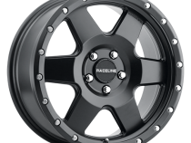 Aluminum Wheels 17x9 Boost 946B Satin Black 6 Spoke 0 Offset 5 on 139.7 Bolt Pattern 107.95 Bore Raceline