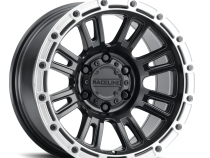 Aluminum Wheels 18x9 Compass 956BS Satin Black Silver Ring -12 Offset 6 on 139.7 Bolt Pattern 106.1 Bore Raceline