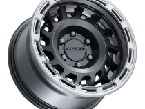 Aluminum Wheels 18x9 Halo 957BS Satin Black Silver Ring -12 Offset 6 on 139.7 Bolt Pattern 106.1 Bore Raceline