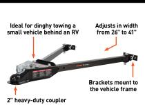 Curt Tow Bar with Adjustable-Width Arms - Car Mount - 2 Inch Ball - 5000 lbs. Safety Cables and Coupler Lock Sold Separately) RockJock 4X4