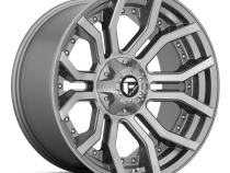 Aluminum Wheels 22X10 Rage Platinum D713 5 On 127/5 On 139.7 Brushed Gunmetal Gray Tinted Clear 87.1 Bore -18 Offset Fuel Off Road Wheels