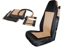 Seat Cover 1997-2002 TJ Wrangler 2 Front Black/Tan Polycanvas Seat Covers, 2 Seat Belt Pads, and a Steering Wheel Cover RT Off Road RT Off Road